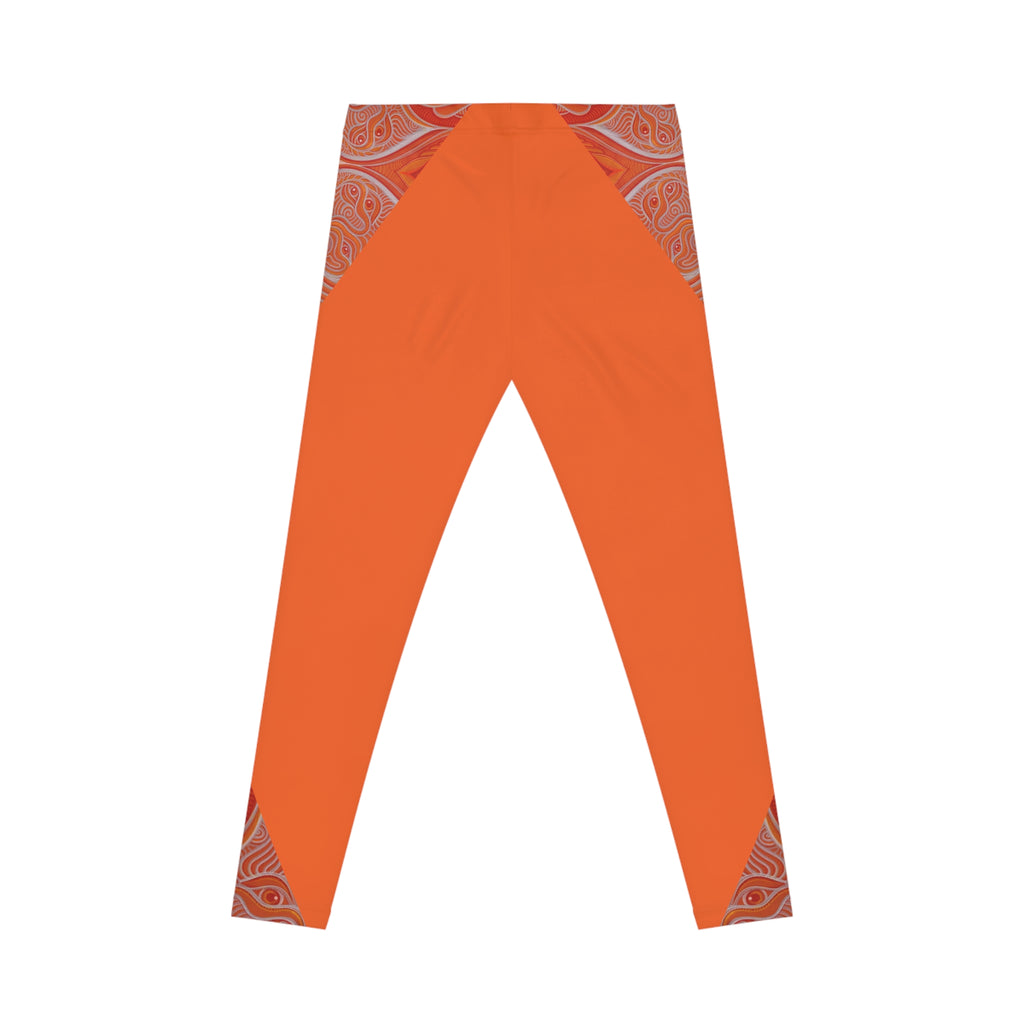 Orange Paisley Accent Leggings — Women’s Casual High-Waist AOP Leggings #k00663
