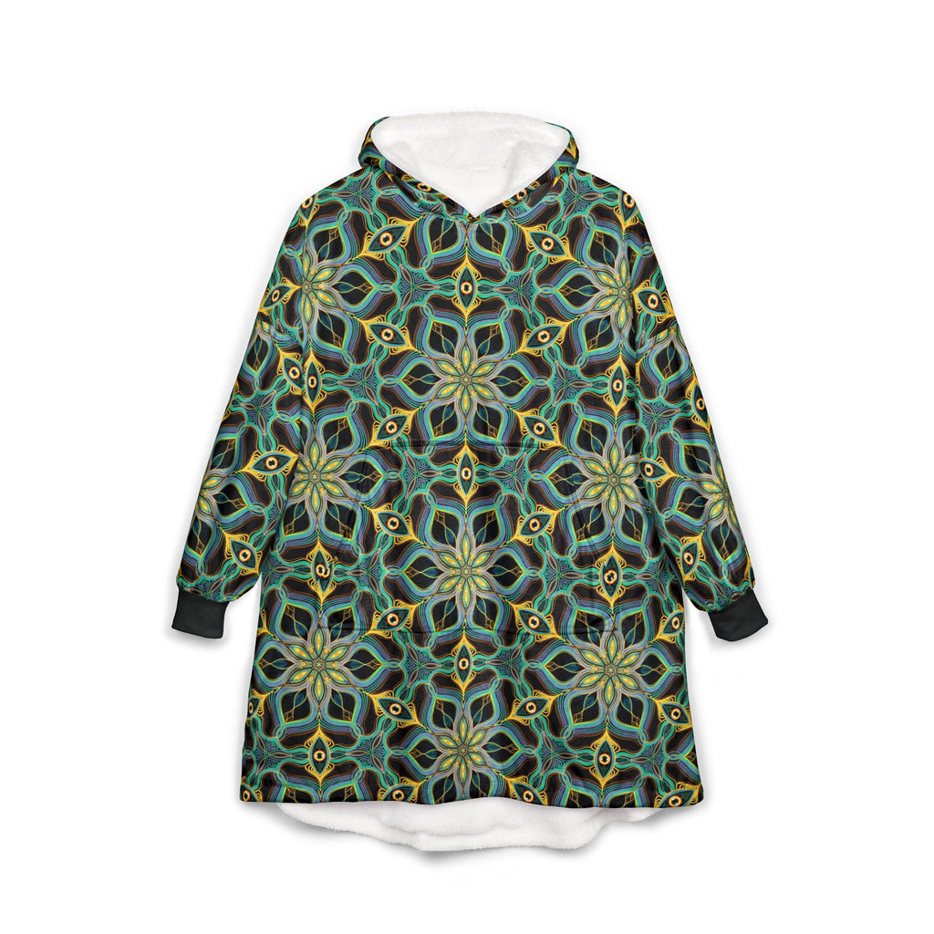 Kaleidoscope Floral Hooded Blanket — Cozy Boho Sherpa Throw #kh88844442