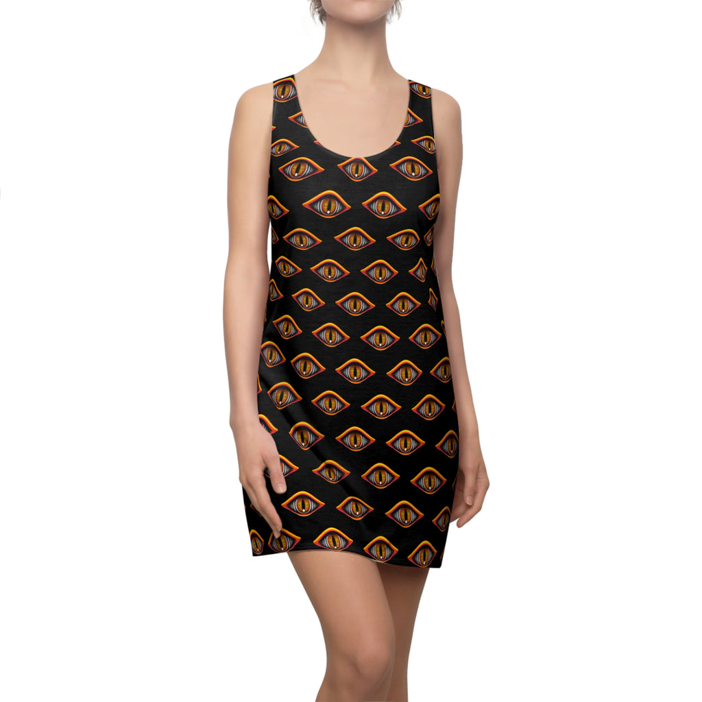 Racerback Dress — Golden Eye All-Over Print #de2316