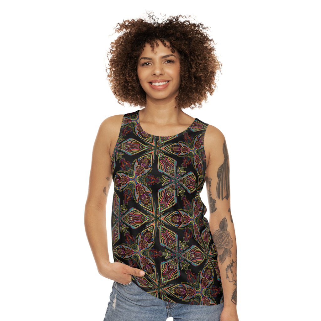 Kaleidoscope Boho Tank Top — All-Over Psychedelic Floral Print #kh009665