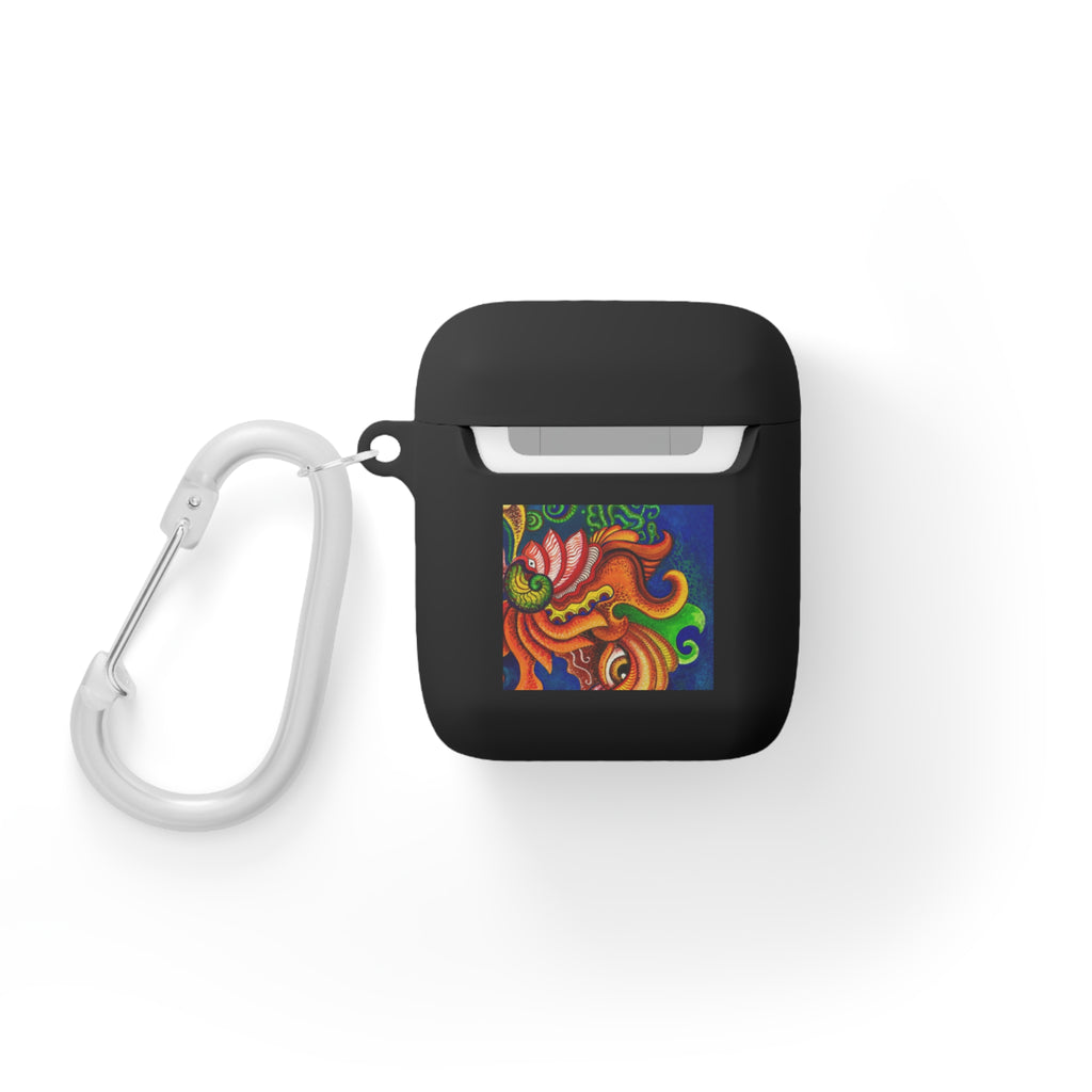 Colorful Abstract Dragon AirPods Case — Vibrant Floral Swirl Design #2347