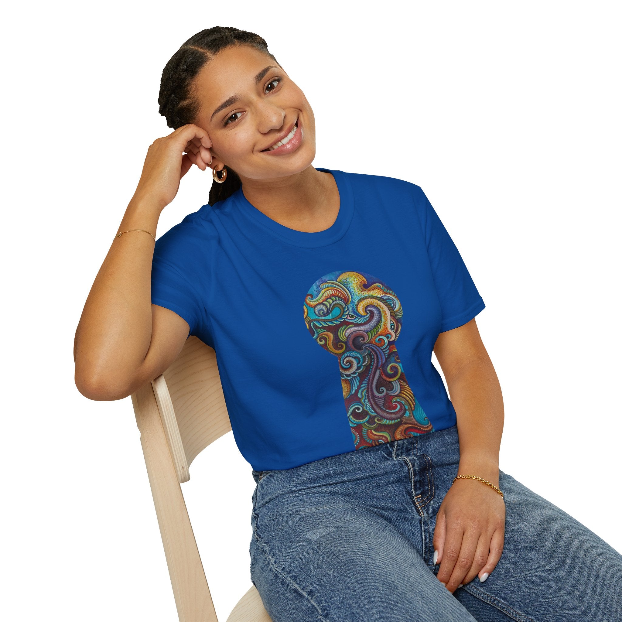 Psychedelic Keyhole T-Shirt — Colorful Swirl Art Tee #tsc8765