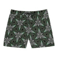Green Kaleidoscope Swim Shorts — Men's Mid-Length Patterned Beach Trunks. #gd753987