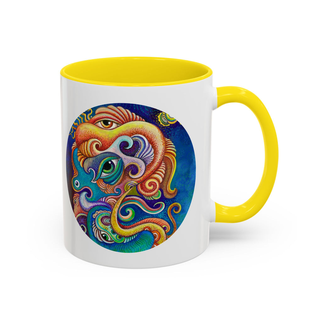 Colorful Abstract Fish Circle Mug | Accent Coffee Mug