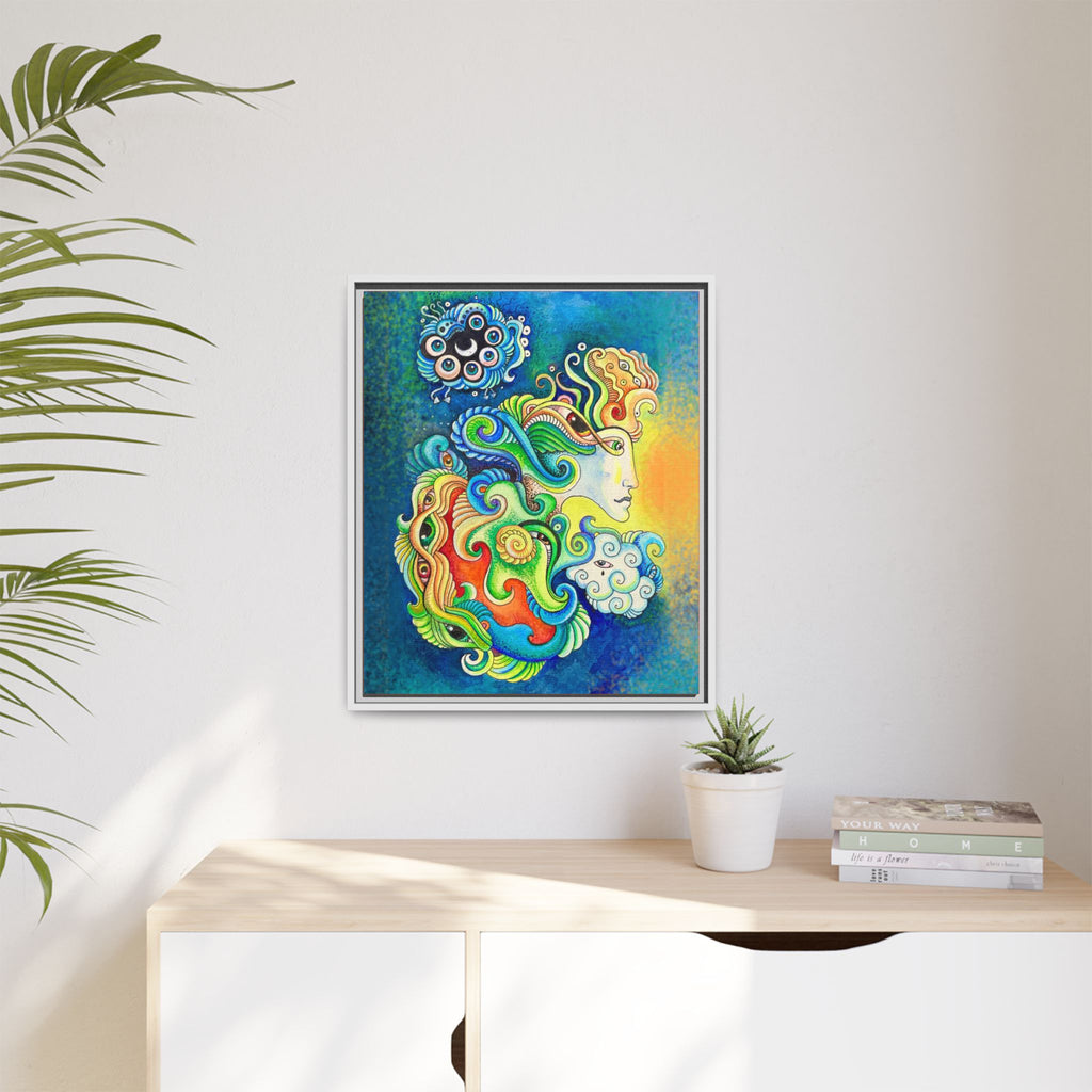 Framed Abstract Mermaid Art Print — Colorful Psychedelic Canvas #iyt88433