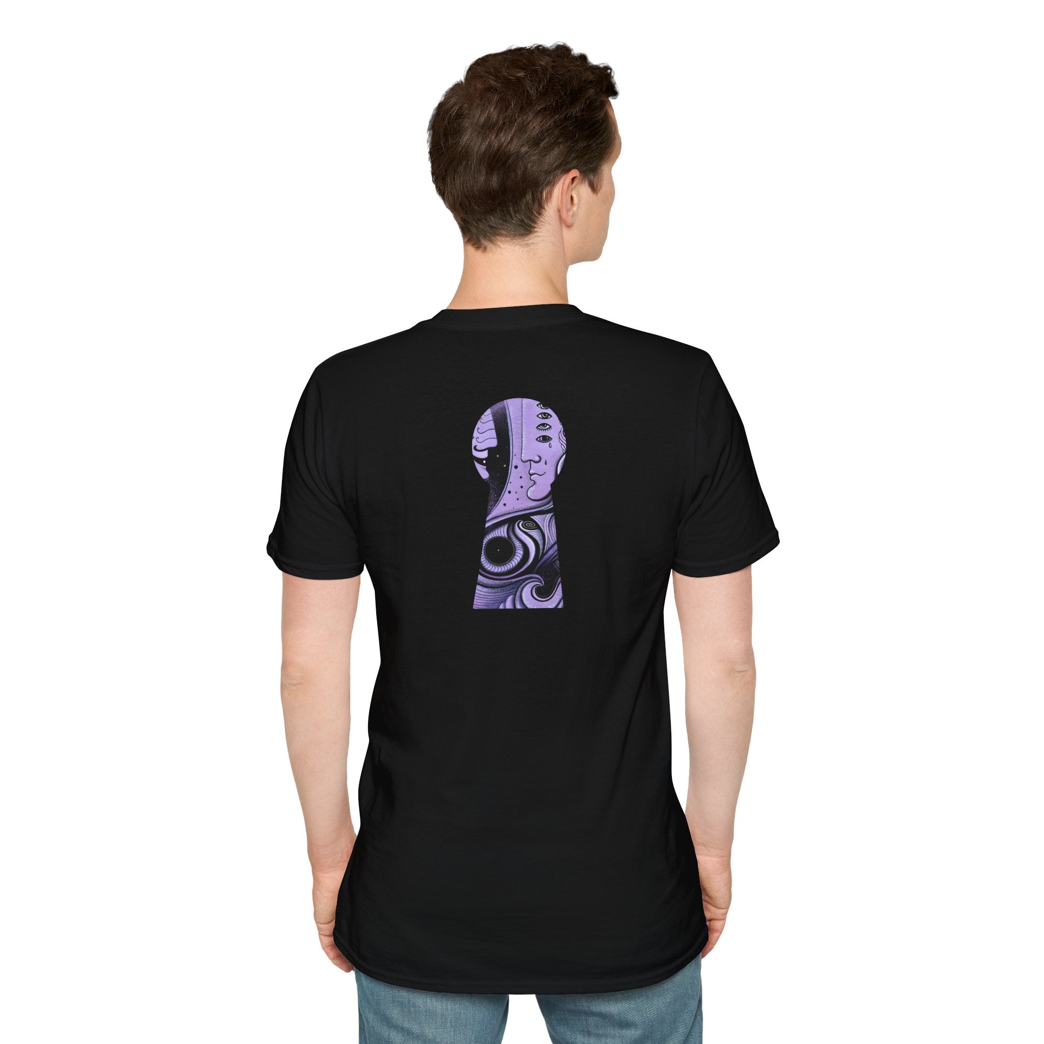 Abstract Purple Swirl Art T-Shirt | Psychedelic Keyhole Design