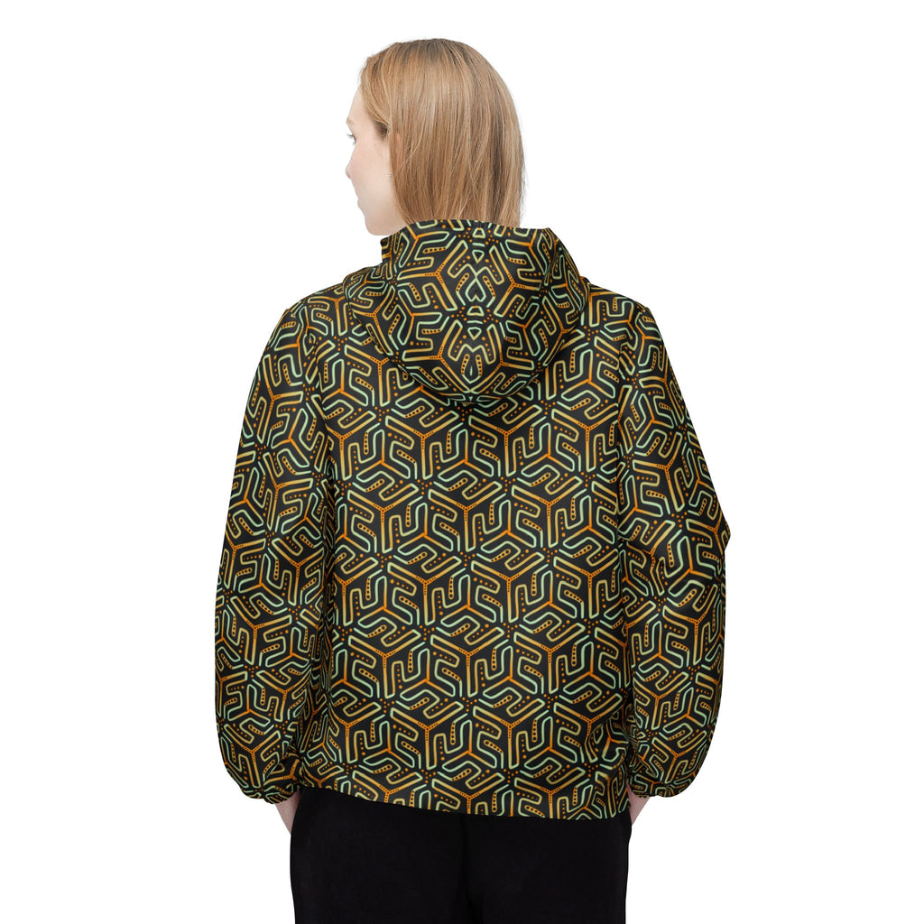 Geometric Maze Print Windbreaker Jacket #wj2