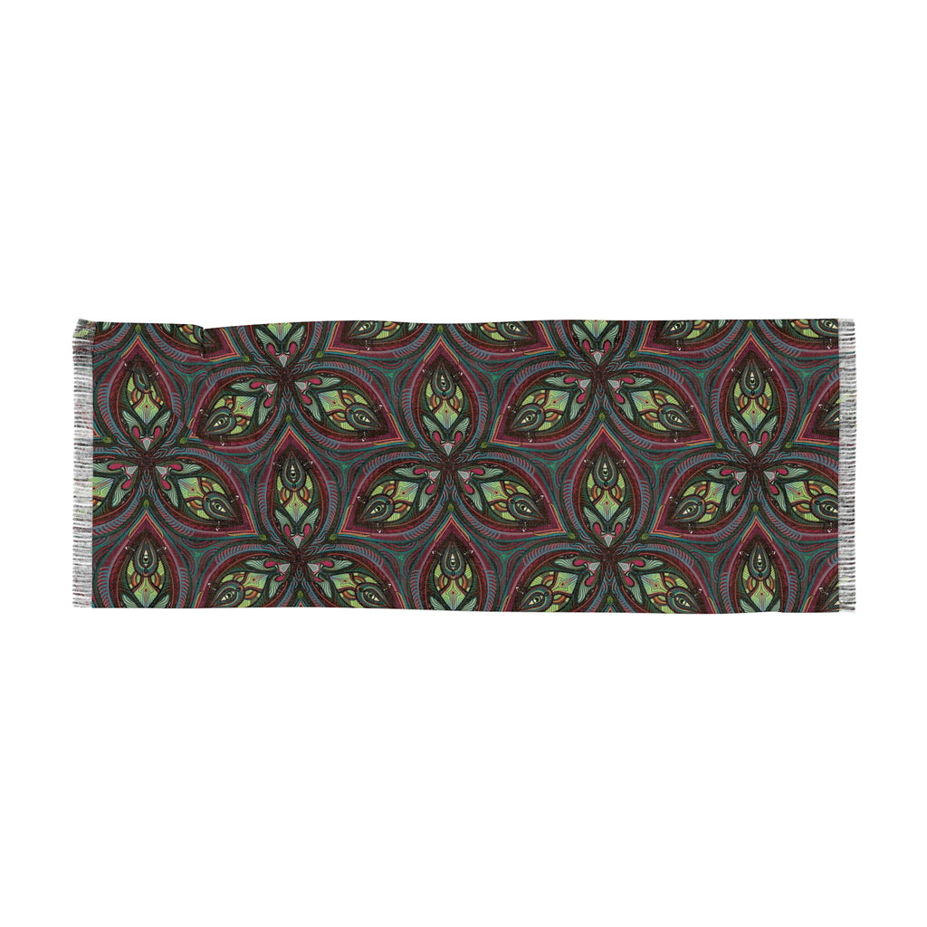 Bohemian Kaleidoscope Light Scarf — Floral Geometric Patterned Wrap #uw2287