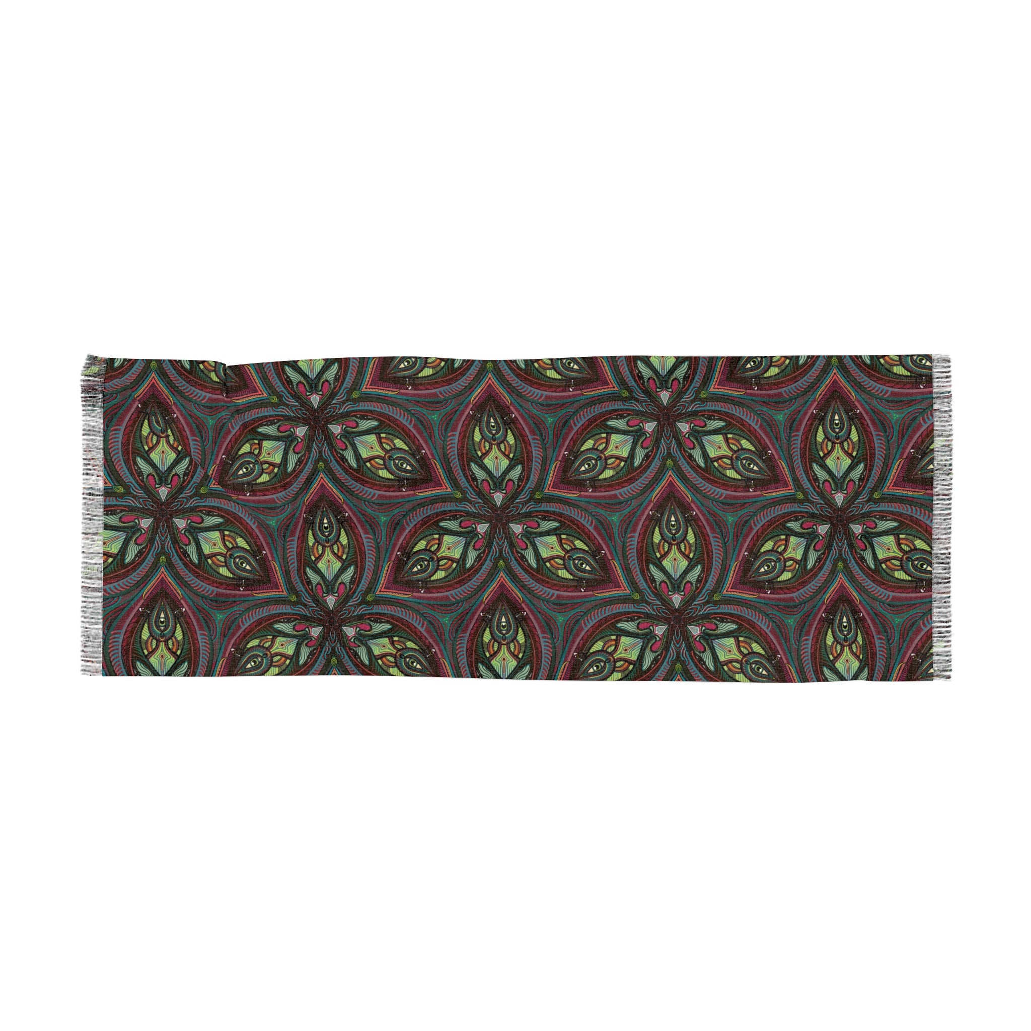 Bohemian Kaleidoscope Light Scarf — Floral Geometric Patterned Wrap #uw2287