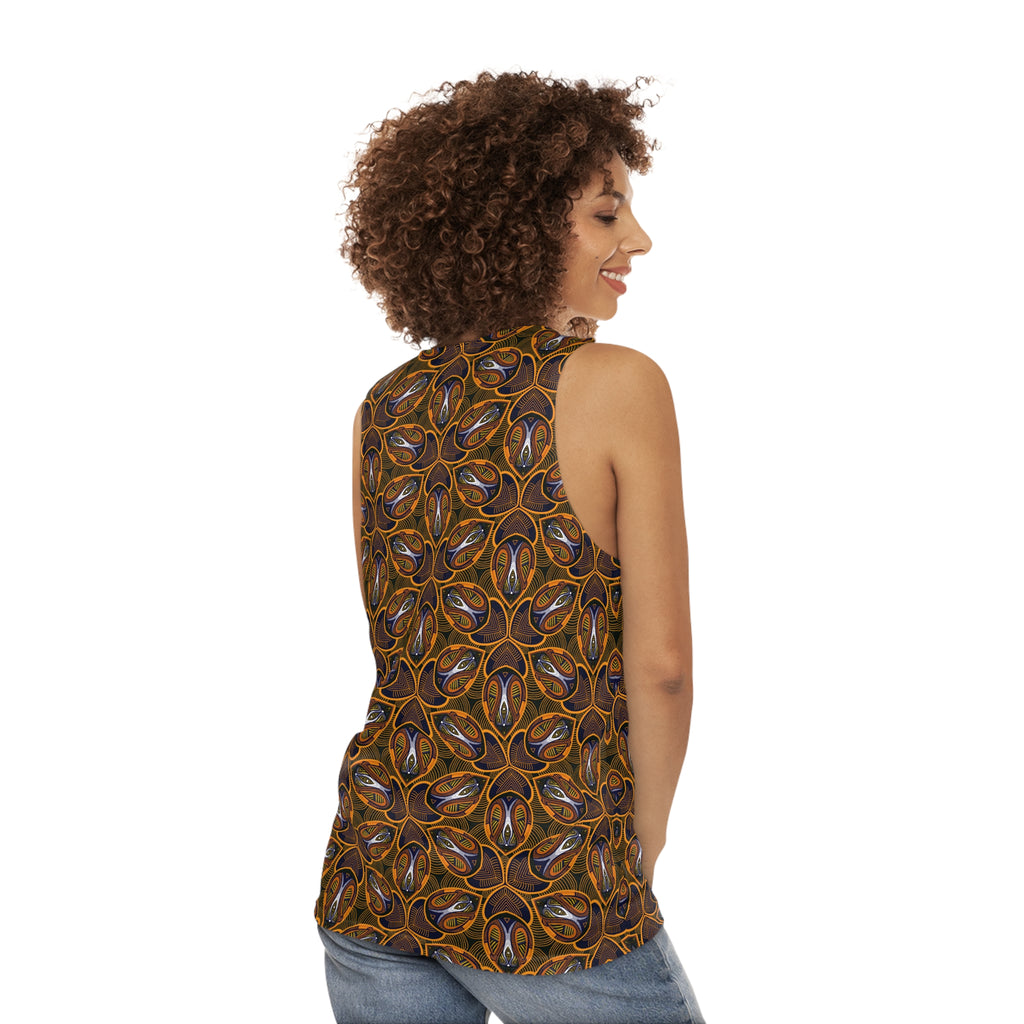 Bohemian Kaleidoscope All-Over-Print Tank Top — Earthy Floral Geometric Pattern #gd0087554