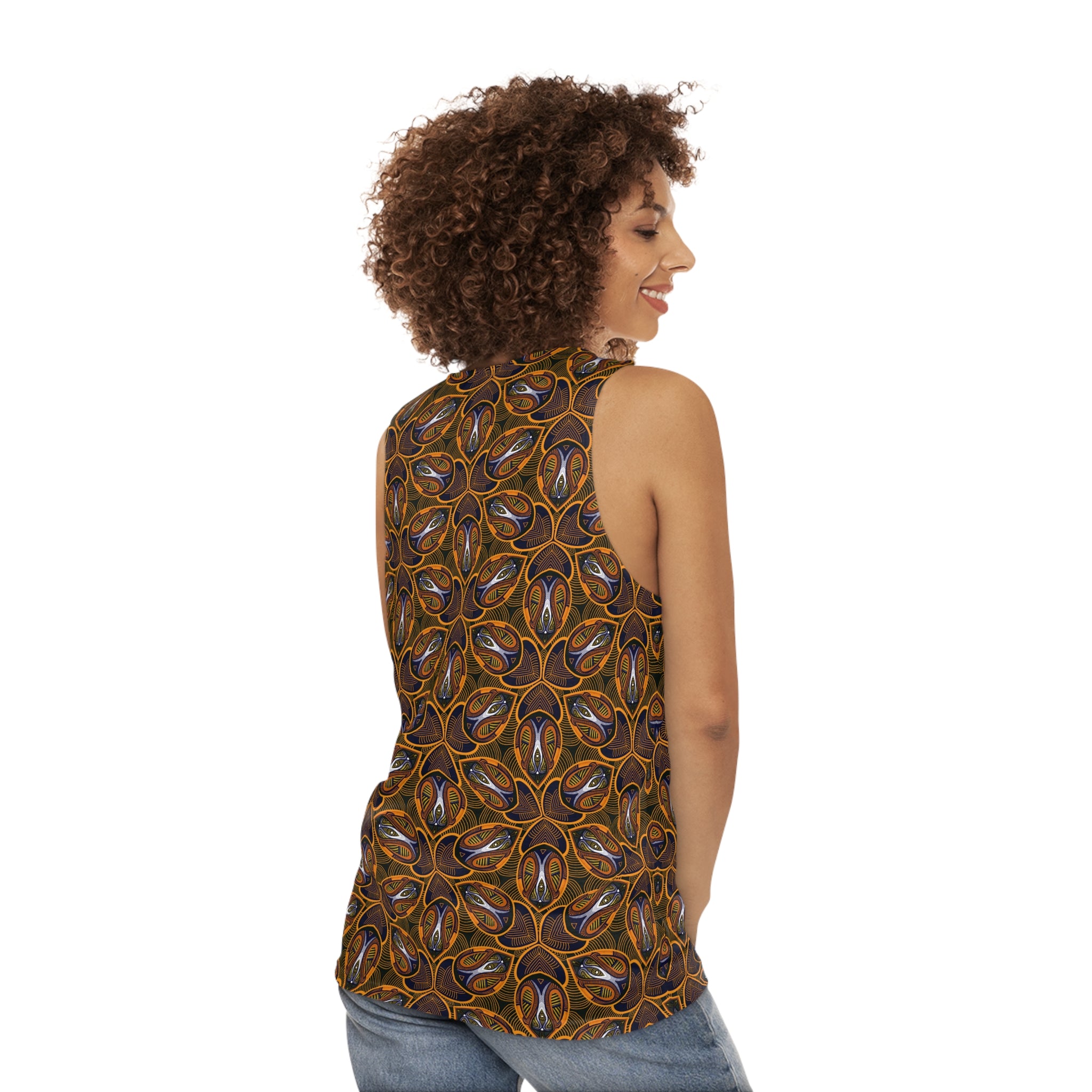 Bohemian Kaleidoscope All-Over-Print Tank Top — Earthy Floral Geometric Pattern #gd0087554