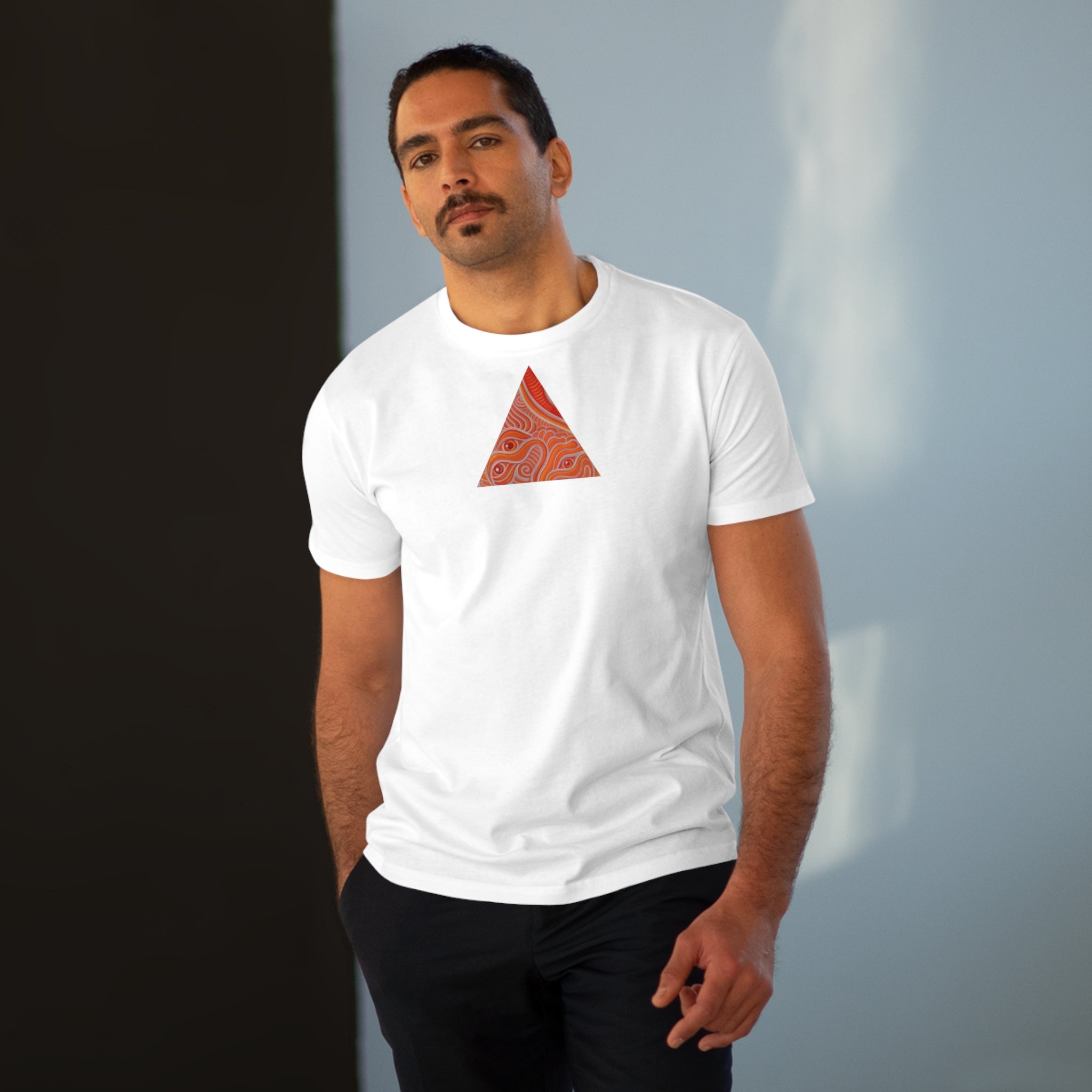 Men's Tee — Red Geometric Triangle Pattern #dm52986