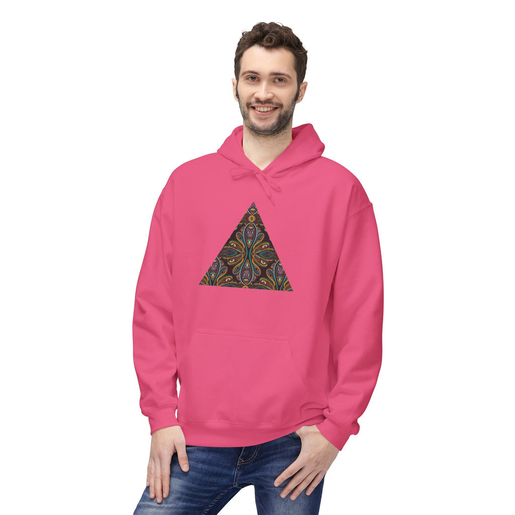 Geometric Mosaic Triangle Hoodie — Decorative Pattern Pullover #i865678
