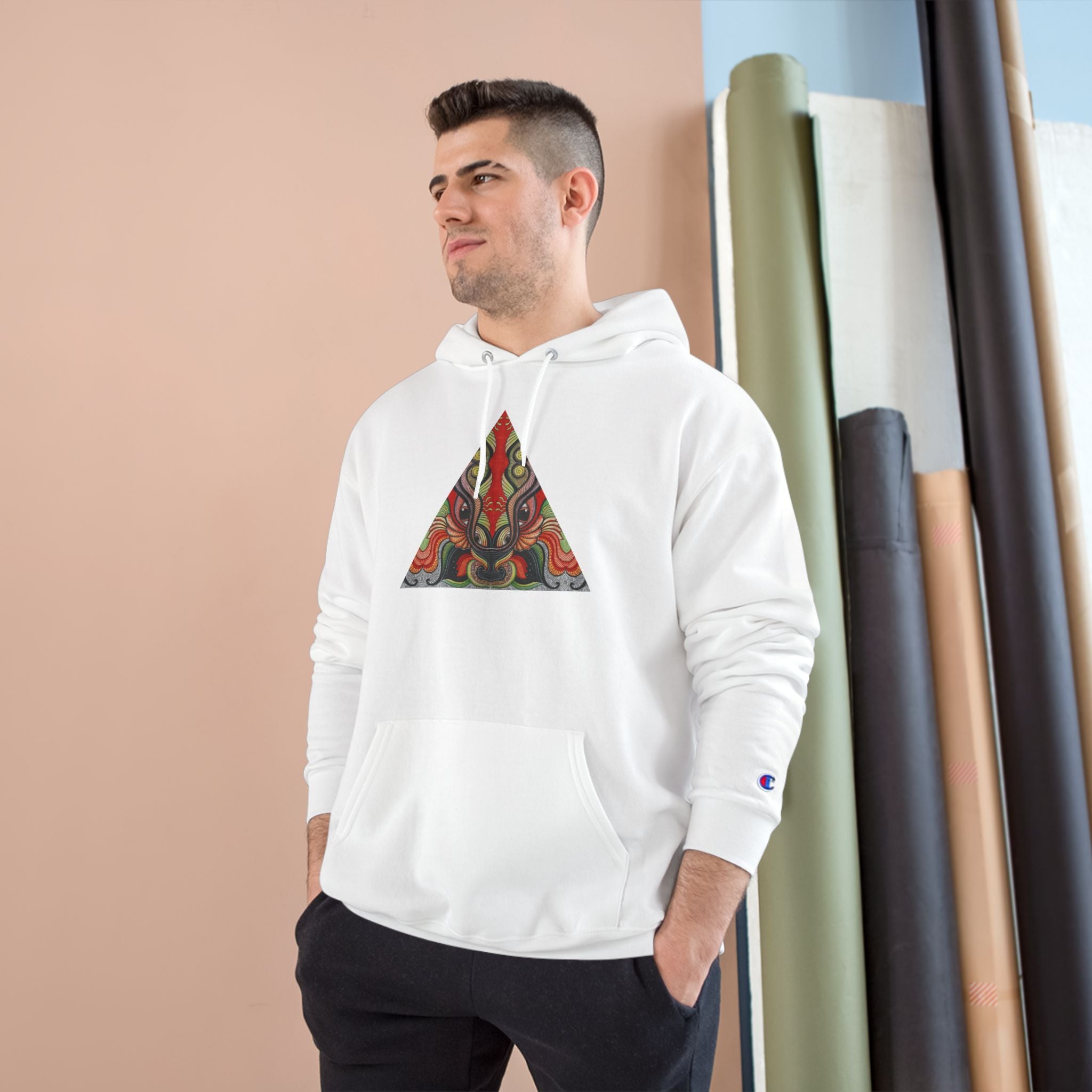 Champion Hoodie with Abstract Tribal Triangle & Keyhole Graphic #g938373