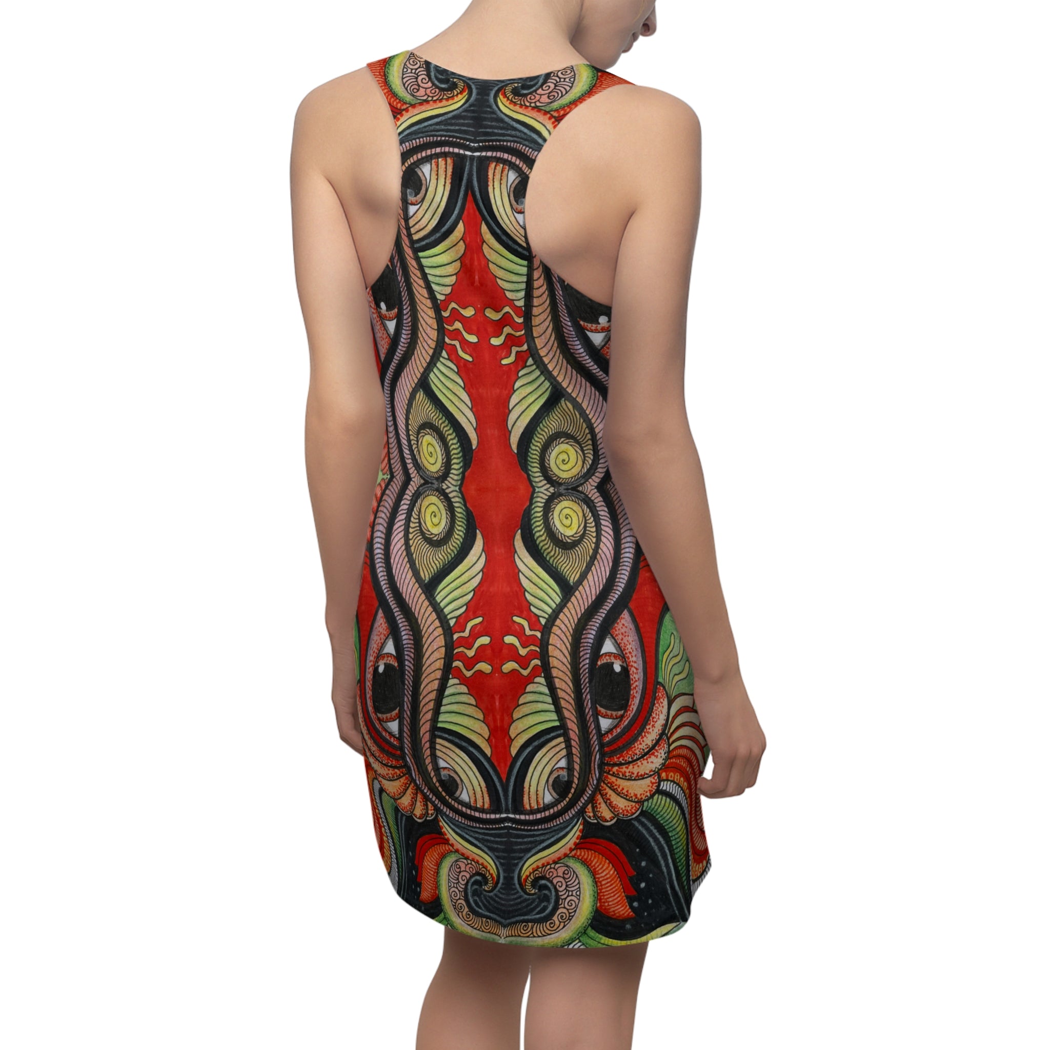 Racerback Dress — Vibrant Abstract Keyhole Print #jhd86598