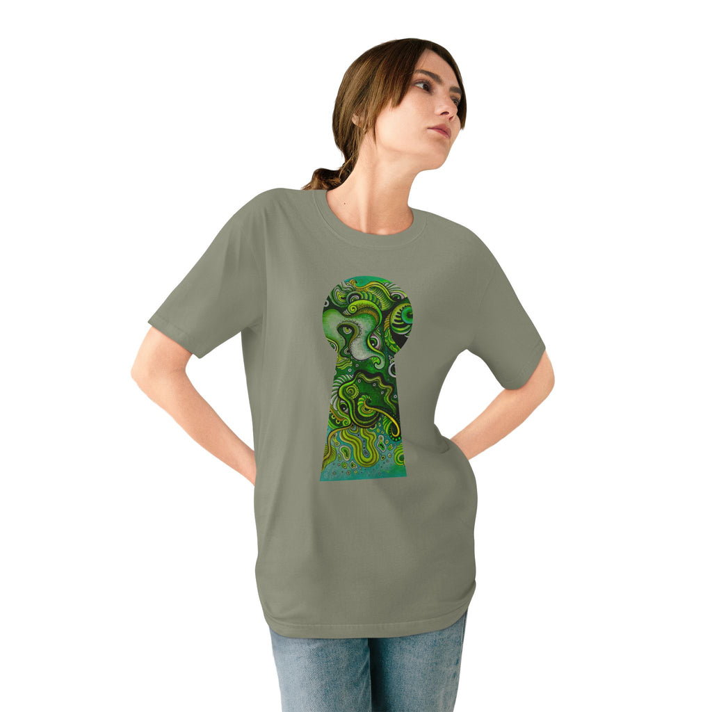 Keyhole Psychedelic T-Shirt — Green Abstract Art Tee #tsg219