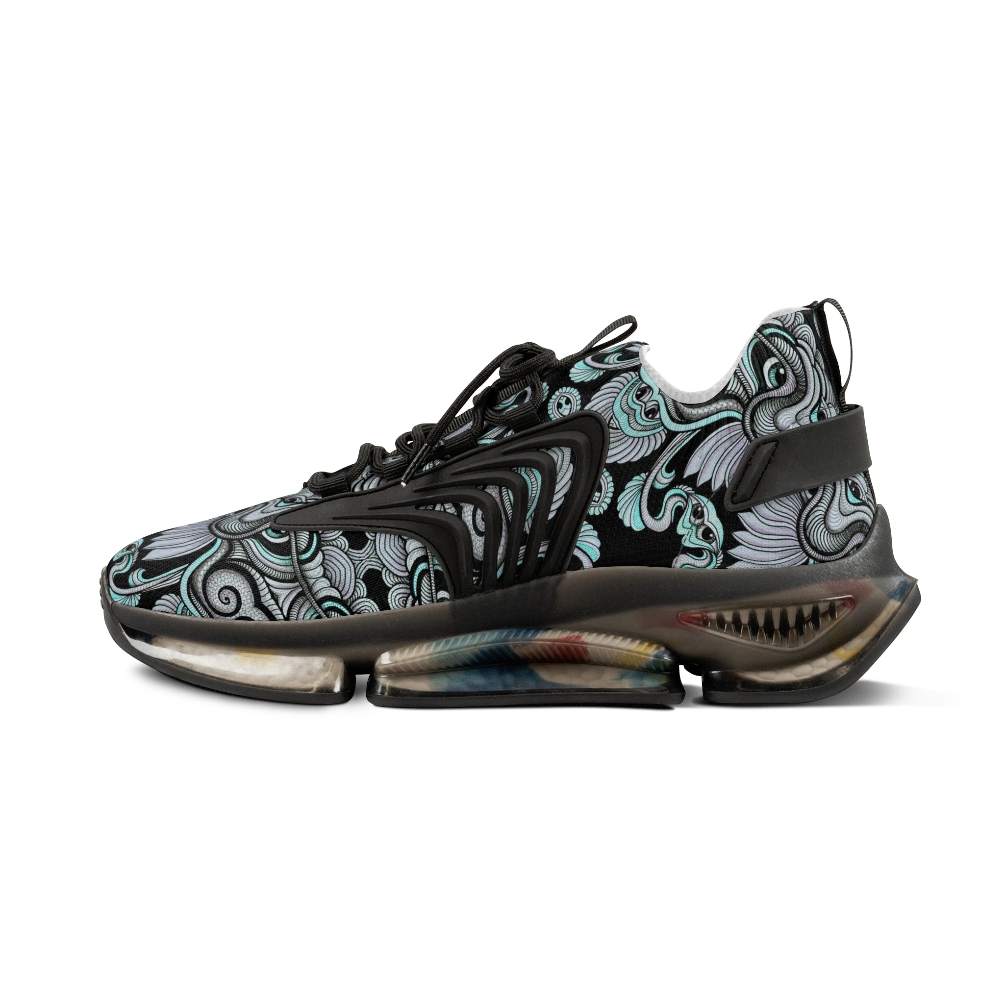 Men's Mesh Sneakers — Abstract Swirl Pattern Athletic Shoes #jf9765