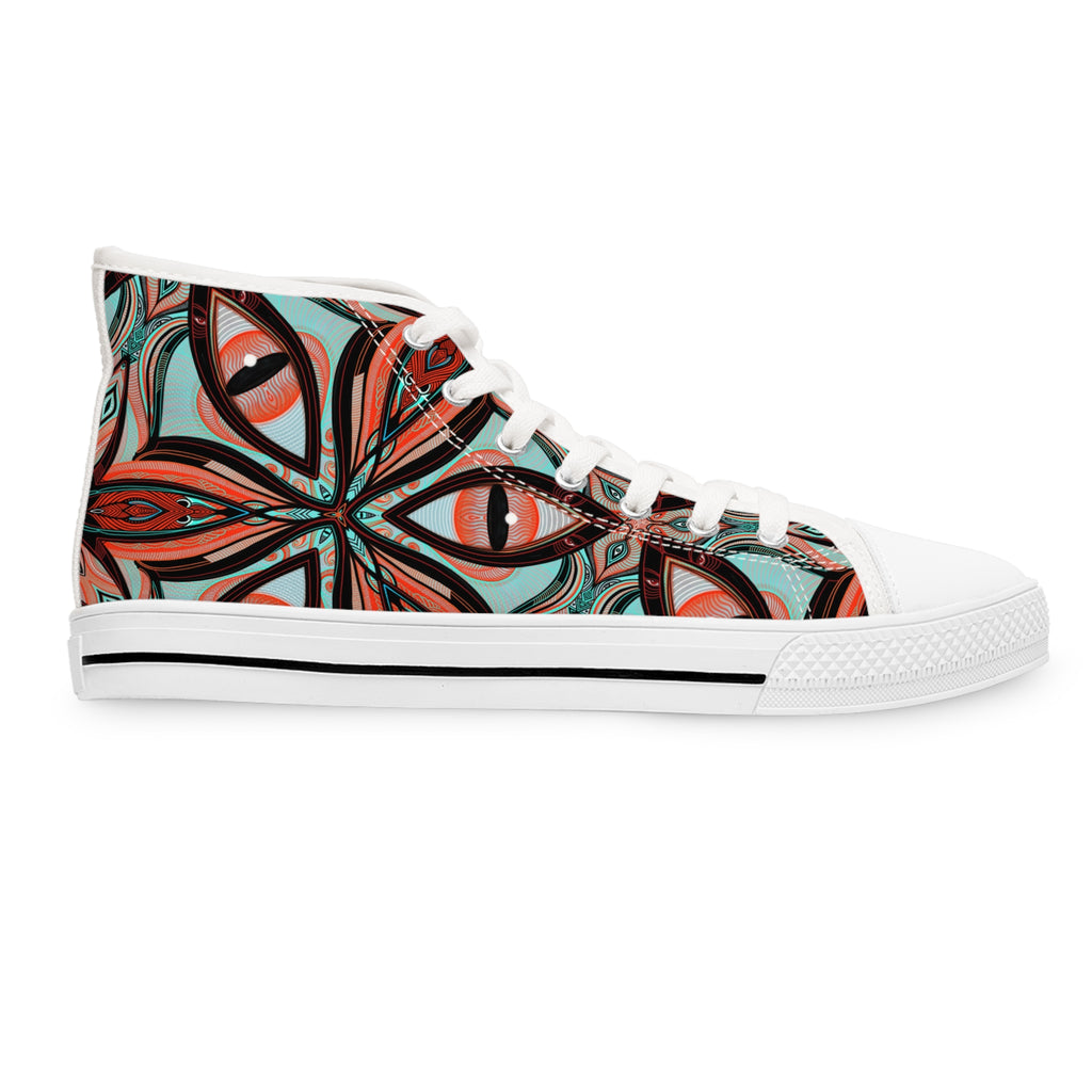 Women's High Top Sneakers — Boho Kaleidoscope Floral Pattern #ht8630