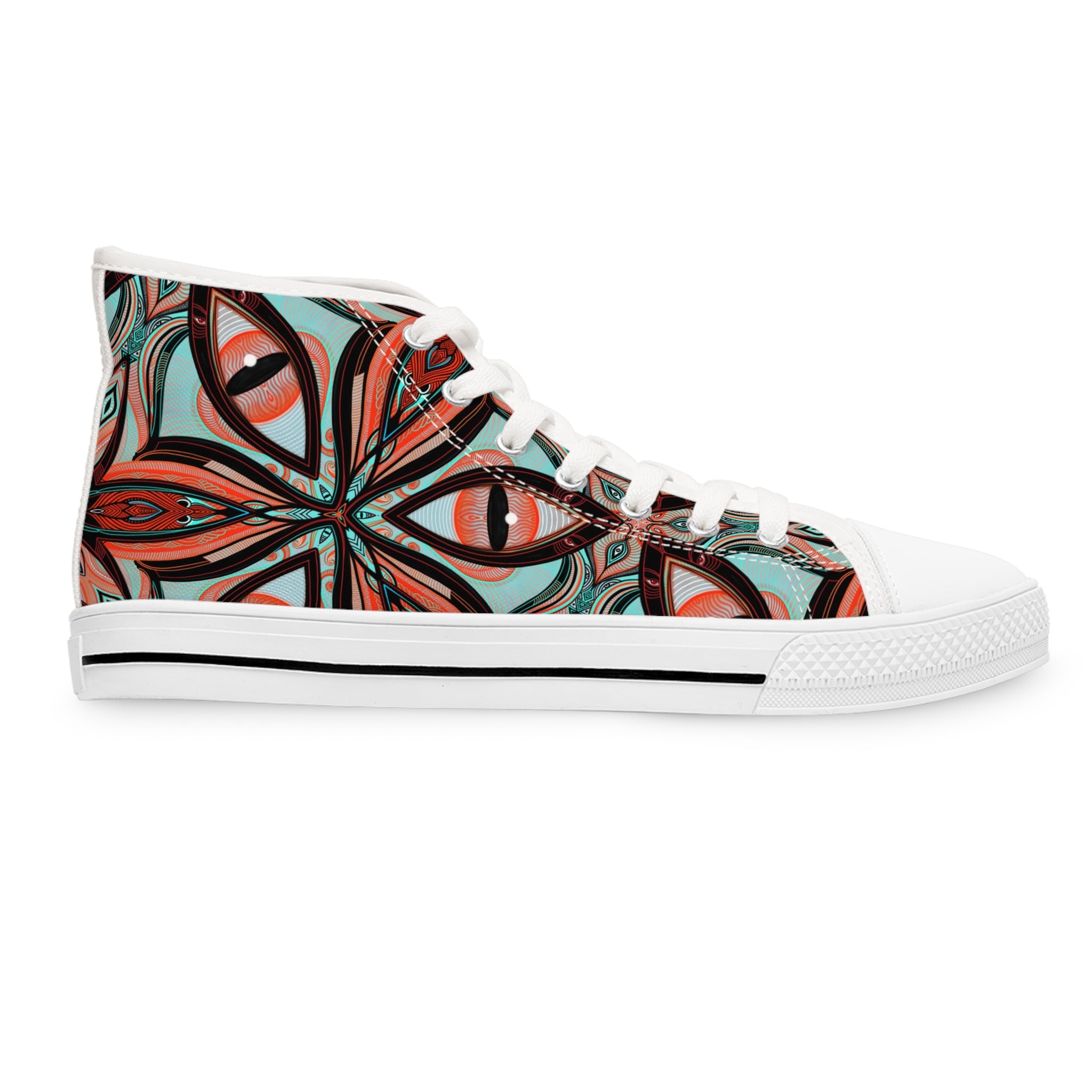 Women's High Top Sneakers — Boho Kaleidoscope Floral Pattern #ht8630