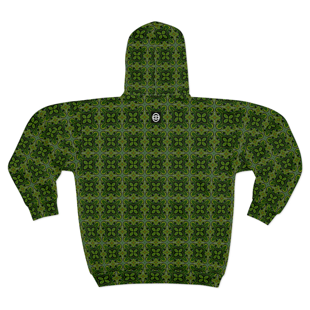 Green Celtic Tile Zip Hoodie - All-Over Print Pattern #h986467