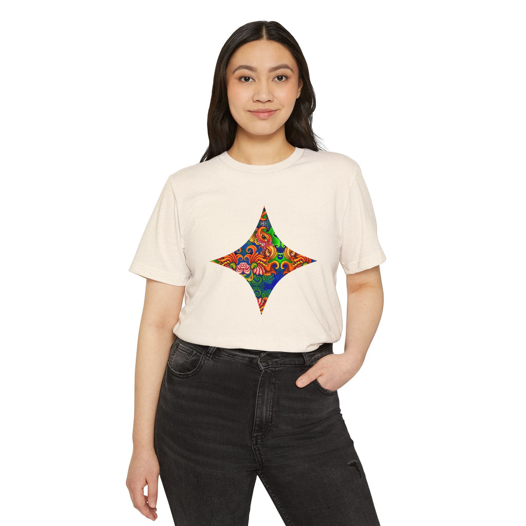 Psychedelic Floral Diamond T‑Shirt — Colorful Retro Pattern Tee #oigr88443