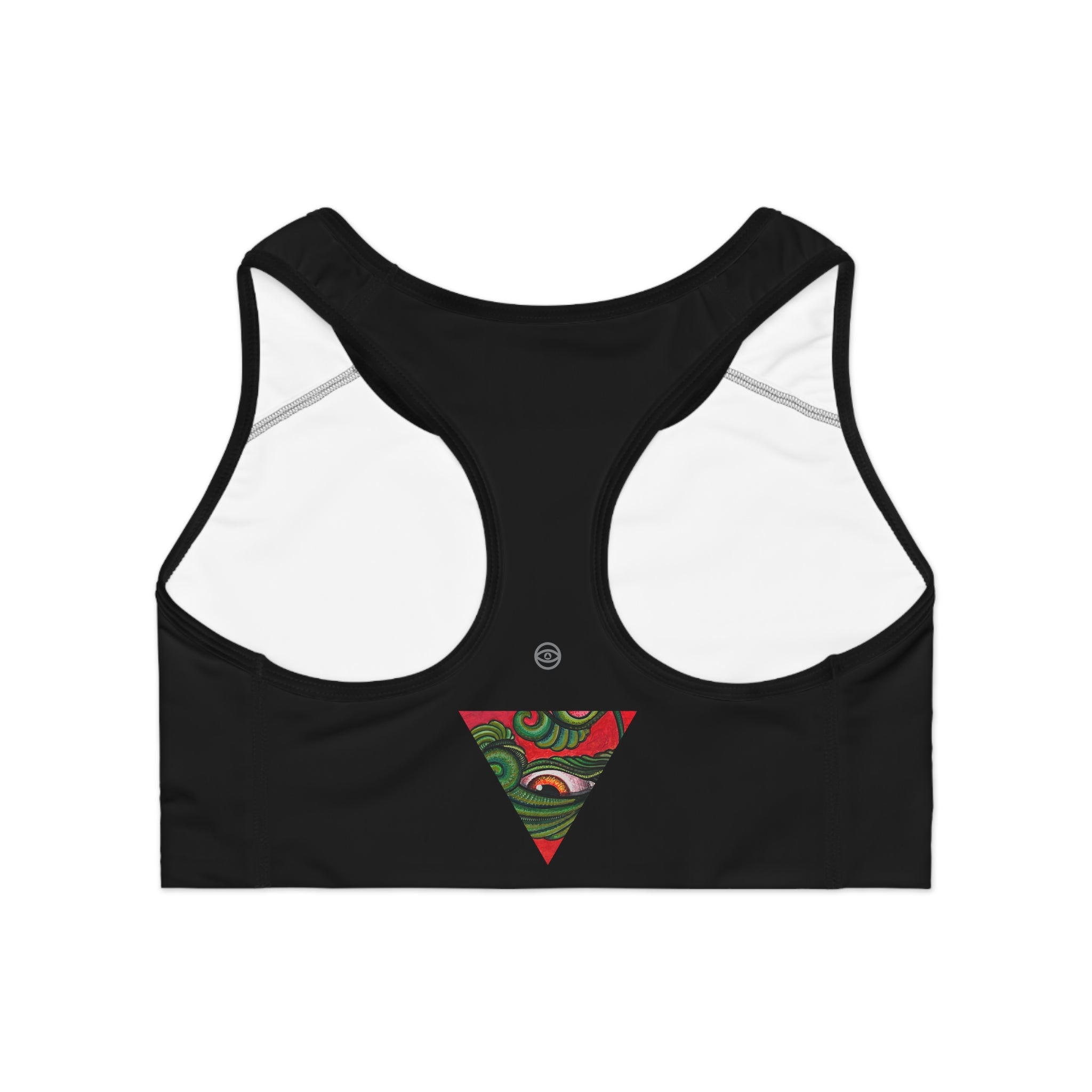 Tribal Eye Triangle Sports Bra – Red & Green Botanical Tribal Design #df28653