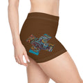 Women's Shorts — Brown Boho Swirl Accent Active Shorts #s09466