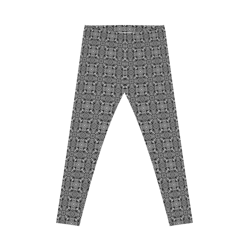 Black & White Geometric Pattern Leggings — Women's All-Over Print Casual Leggings #u6537
