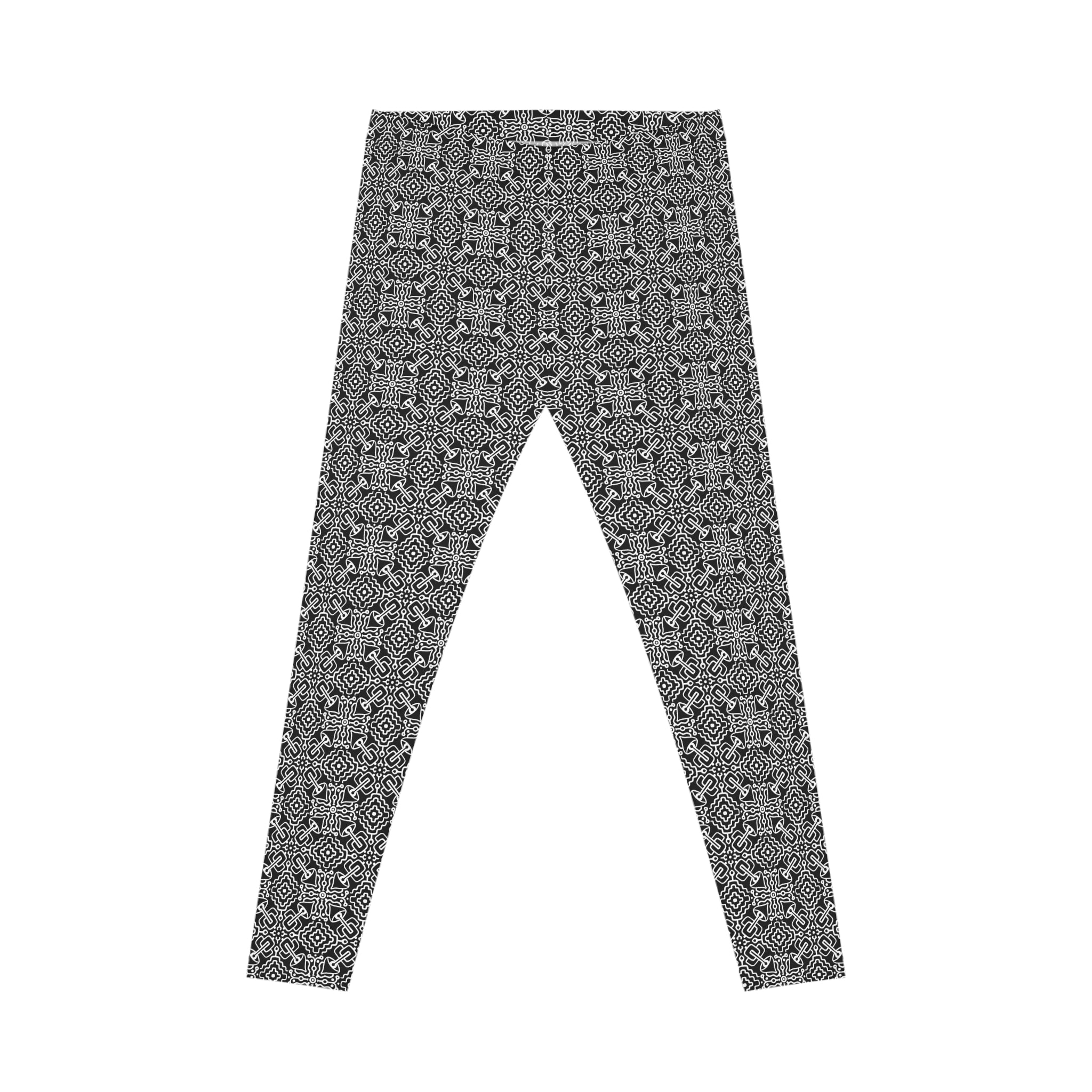 Black & White Geometric Pattern Leggings — Women's All-Over Print Casual Leggings #u6537