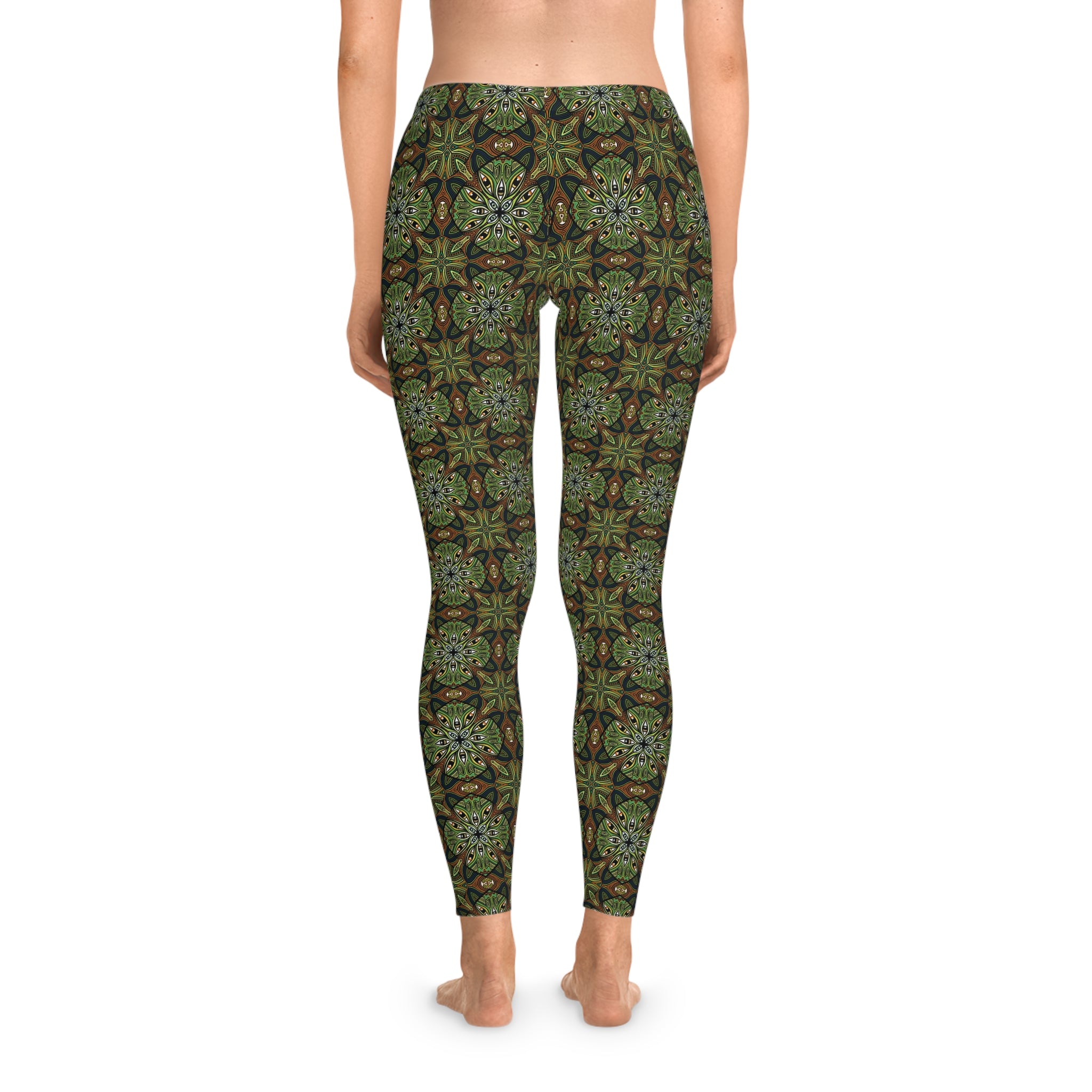 Boho Green Kaleidoscope Leggings – All-Over Print Stretch Yoga Leggings #jfv8759