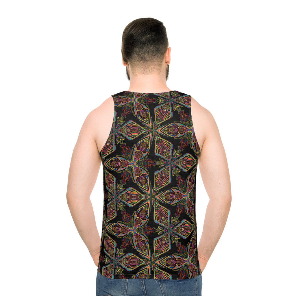 Kaleidoscope Boho Tank Top — All-Over Psychedelic Floral Print #kh009665