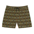 Men's Mid-Length Swim Shorts – Vintage Green Paisley All-Over Print #t975367