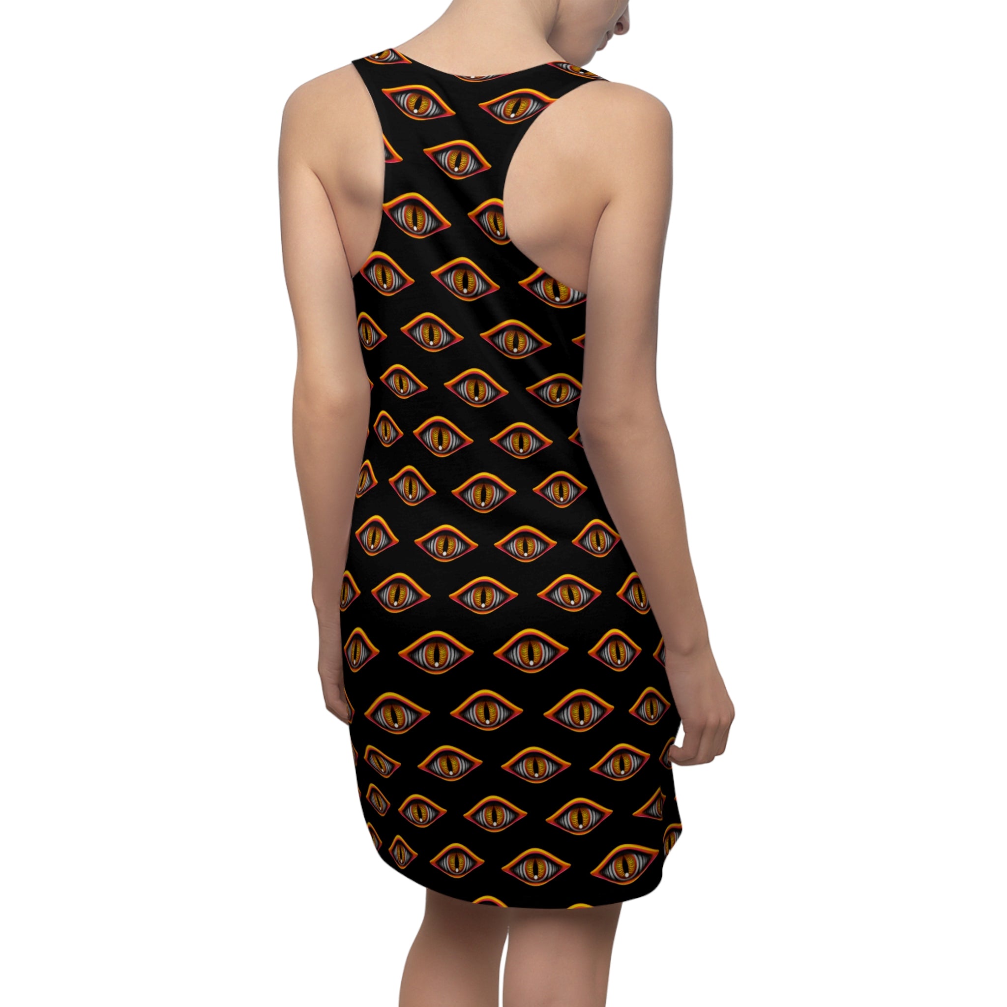 Racerback Dress — Golden Eye All-Over Print #de2316