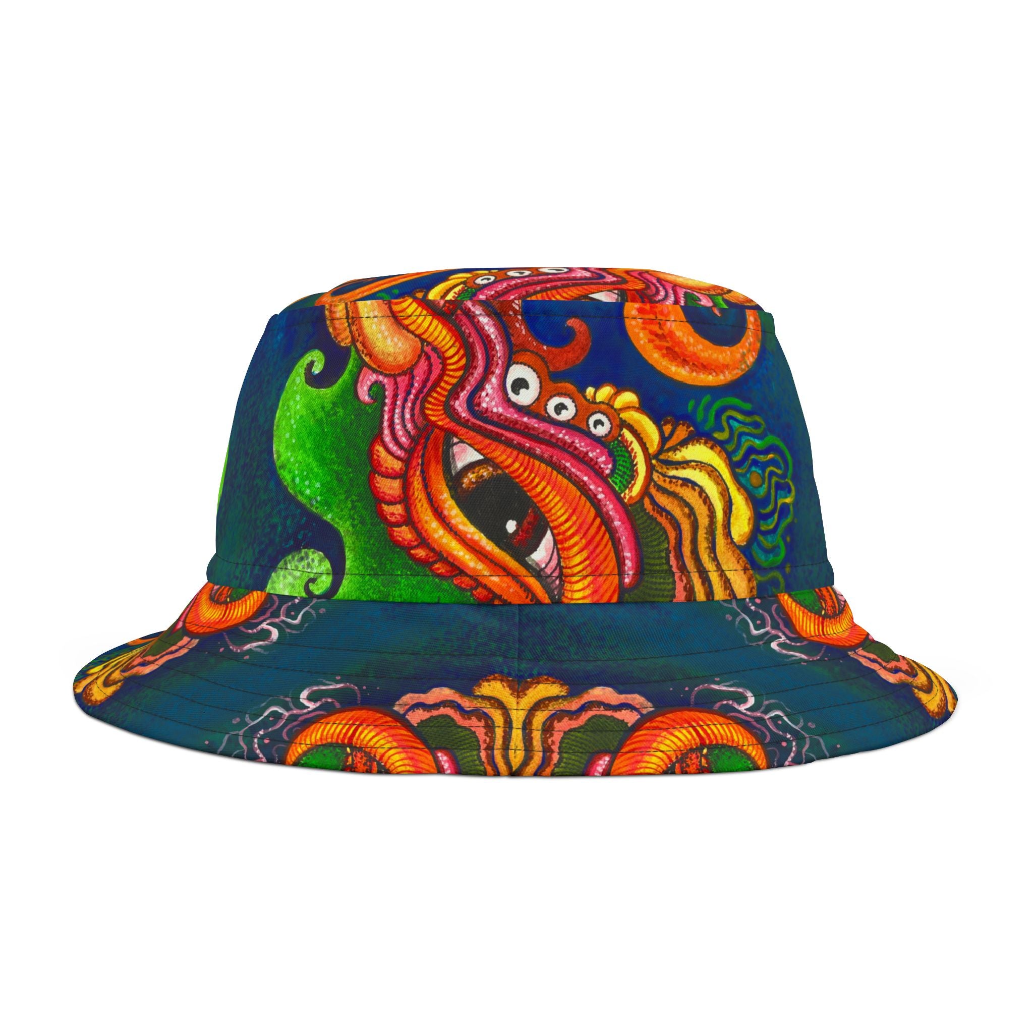 Psychedelic Sea Monster Bucket Hat — Vibrant Octopus Print AOP #bh21