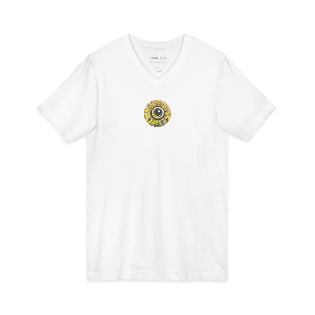 Sunflower Eye Pattern V-Neck Tee #k0833