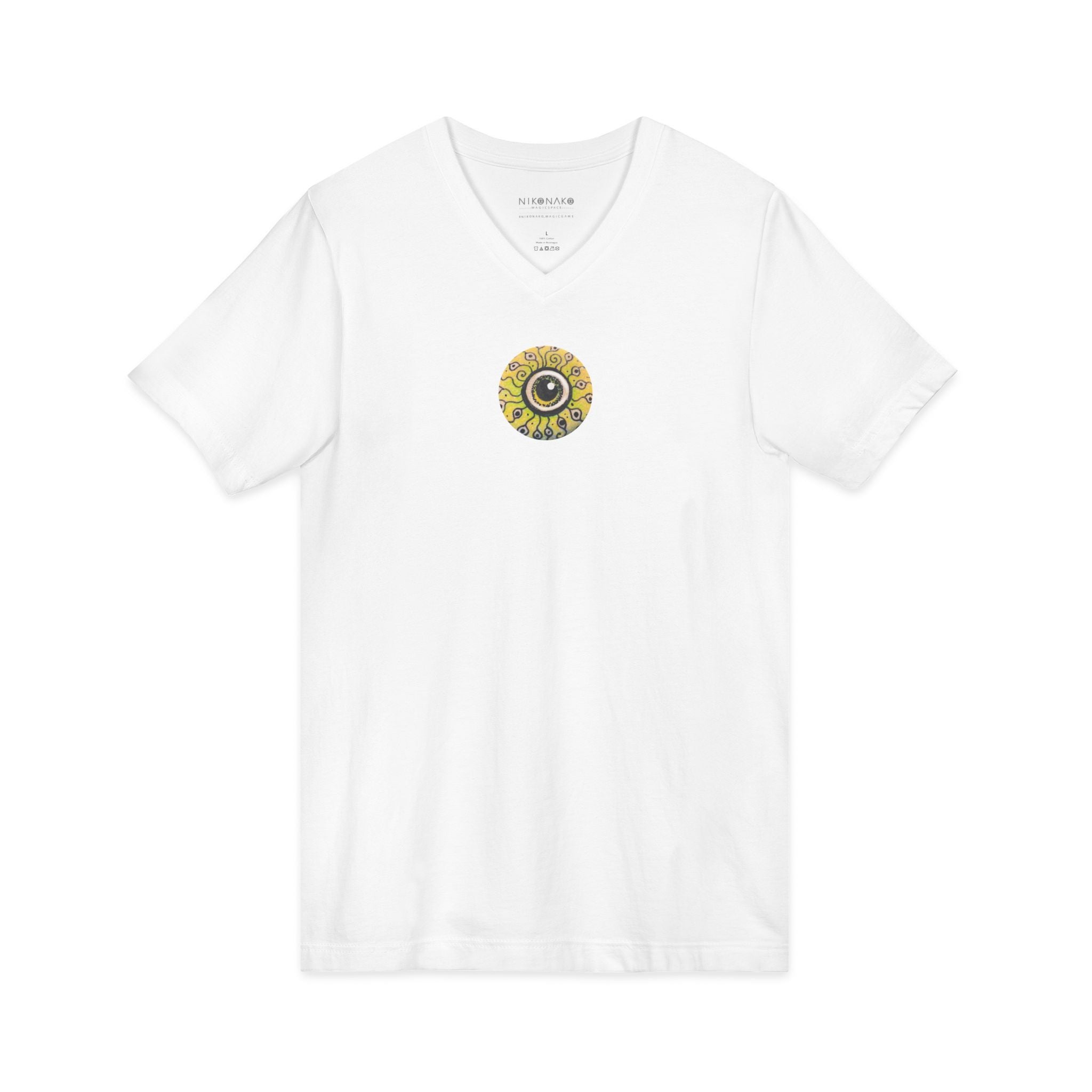 Sunflower Eye Pattern V-Neck Tee #k0833