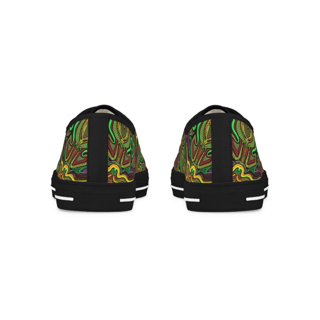 Low Top Sneakers — Psychedelic Green Abstract Pattern
