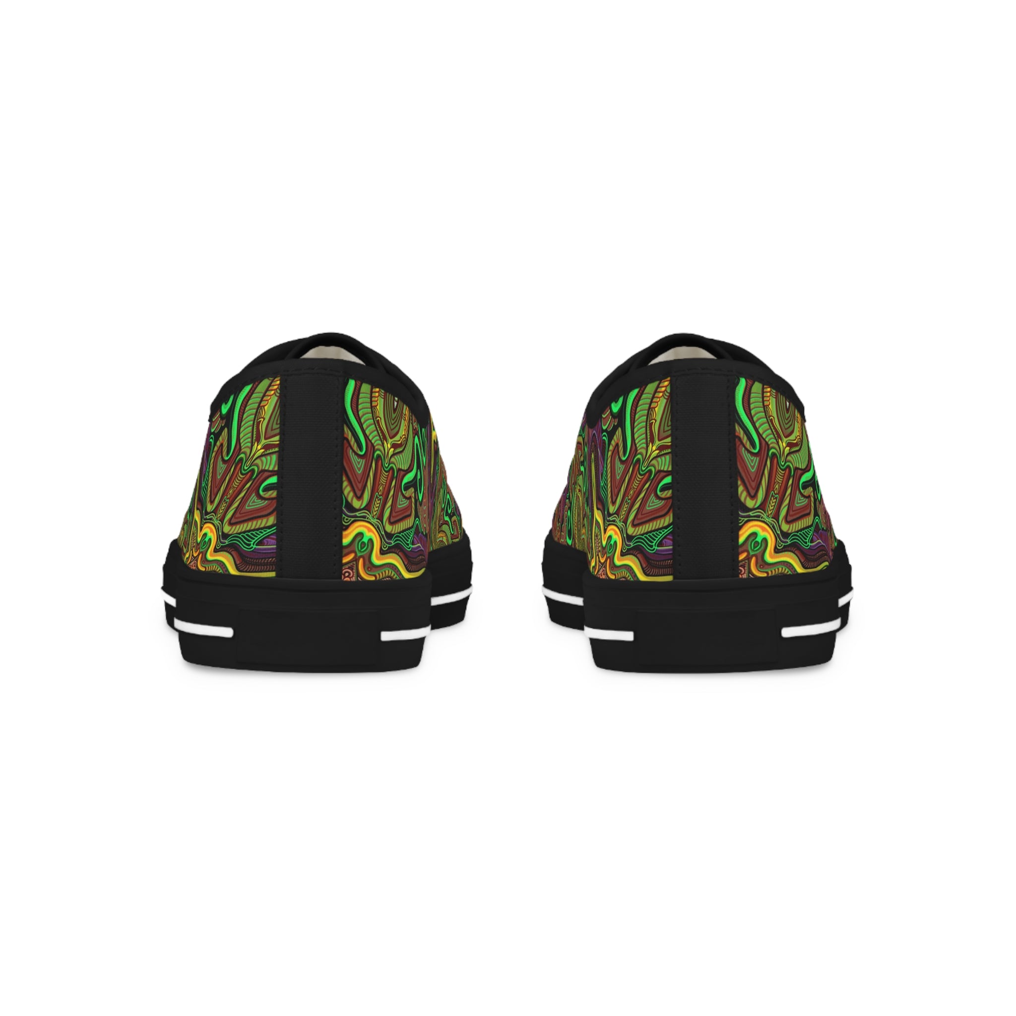 Low Top Sneakers — Psychedelic Green Abstract Pattern