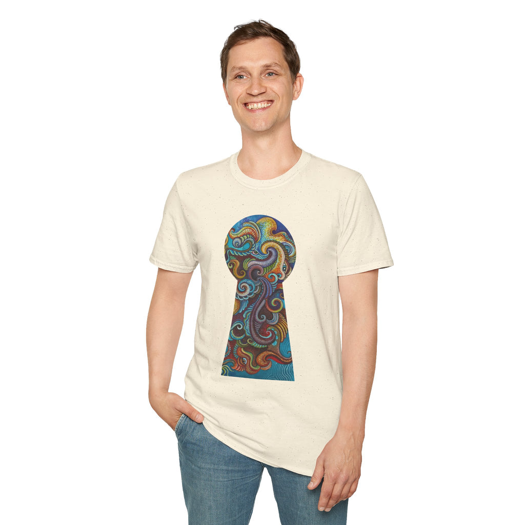 Psychedelic Keyhole T-Shirt — Colorful Swirl Art Tee #tsc8765