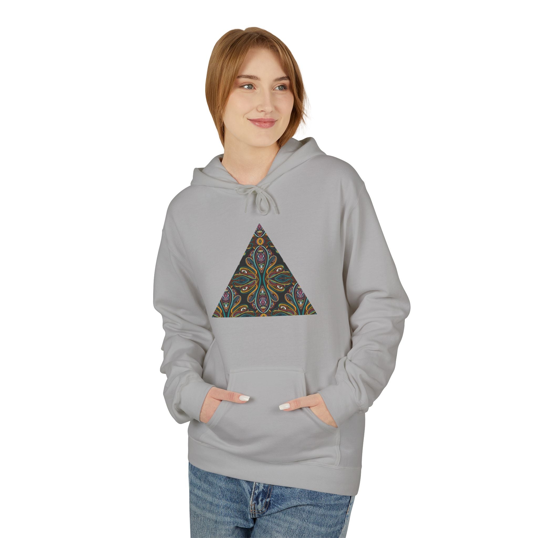 Geometric Mosaic Triangle Hoodie — Decorative Pattern Pullover #i865678