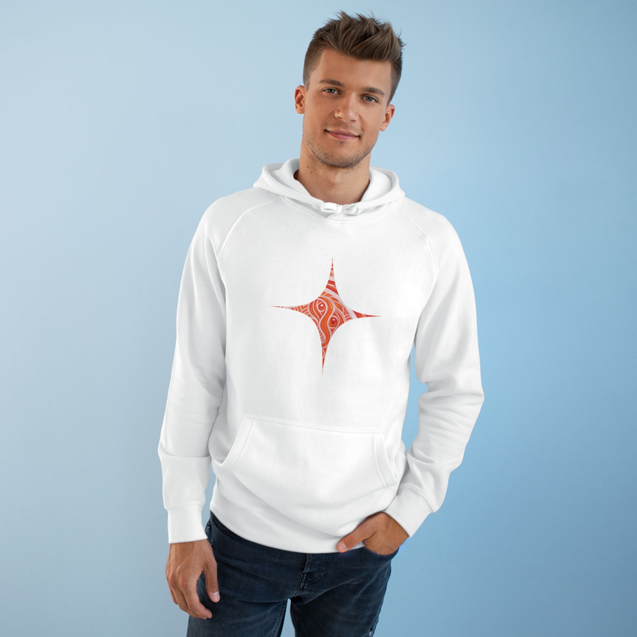 Keyhole & Diamond Pattern Hoodie — Abstract Red Paisley Graphic #yh099879