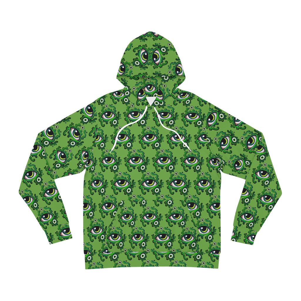 Green All-Over Eye Pattern Hoodie — Creepy Cute Monster Eyes AOP Fashion Hoodie #r54567
