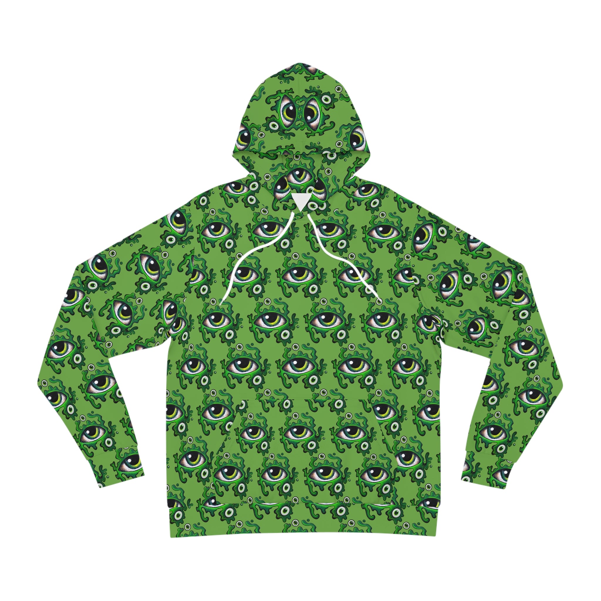 Green All-Over Eye Pattern Hoodie — Creepy Cute Monster Eyes AOP Fashion Hoodie #r54567