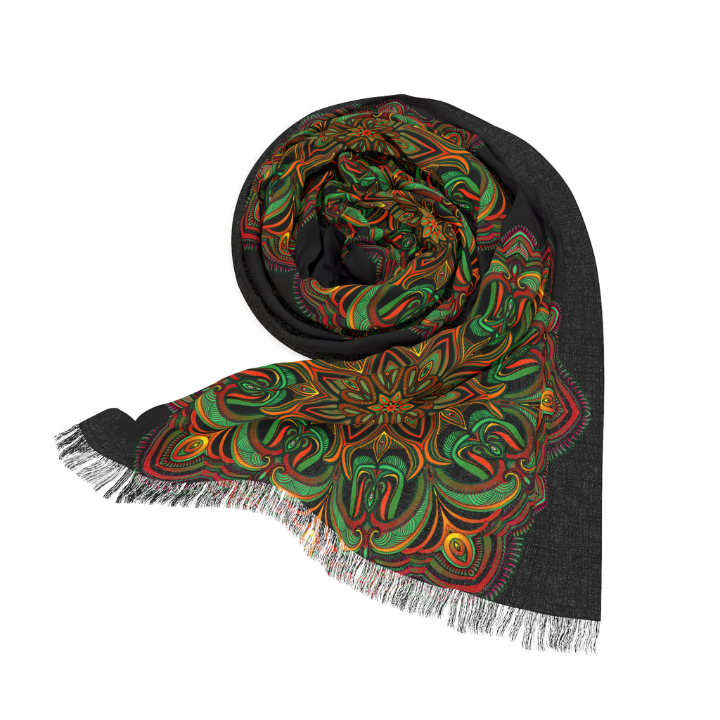 Mandala Light Scarf — Boho Floral Fringe Scarf for Fall & Gift Giving #h32875