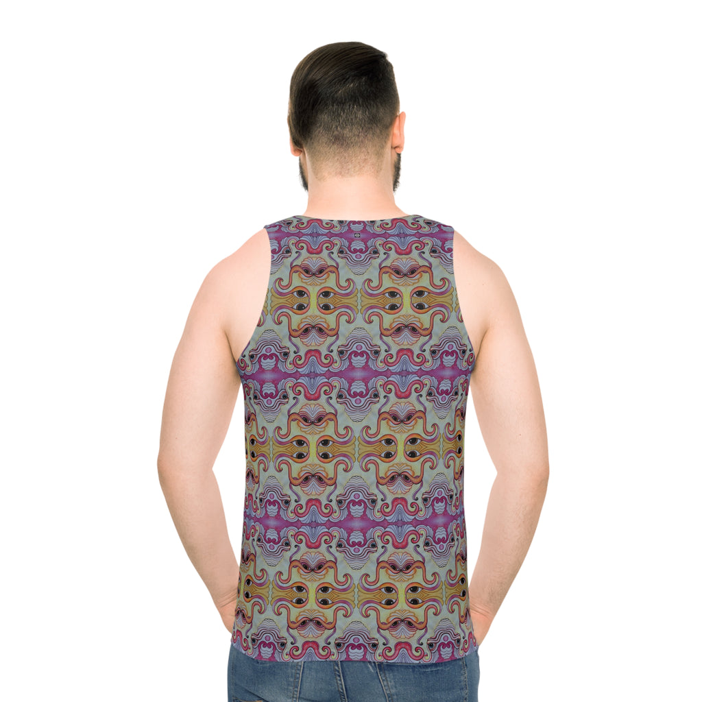 Psychedelic Mosaic Tank Top — Retro Rainbow Abstract Pattern #g97443