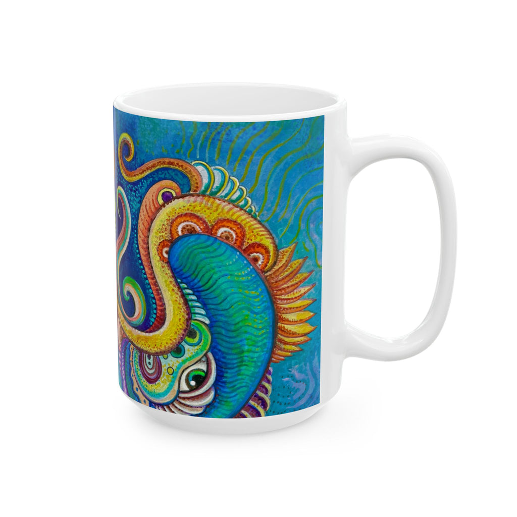 Colorful Abstract Octopus Mug | Vibrant Swirl Sea Life Ceramic Mug