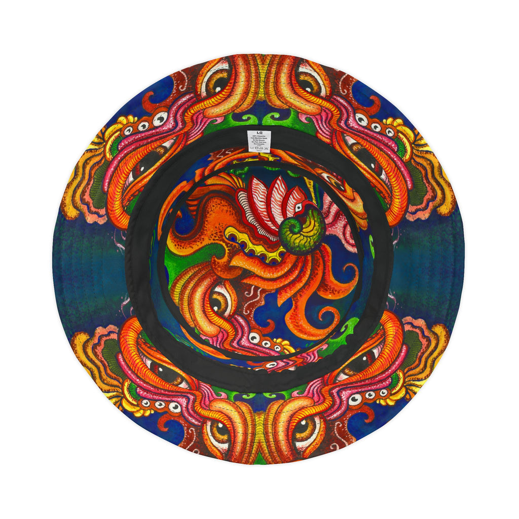 Psychedelic Sea Monster Bucket Hat — Vibrant Octopus Print AOP #bh21