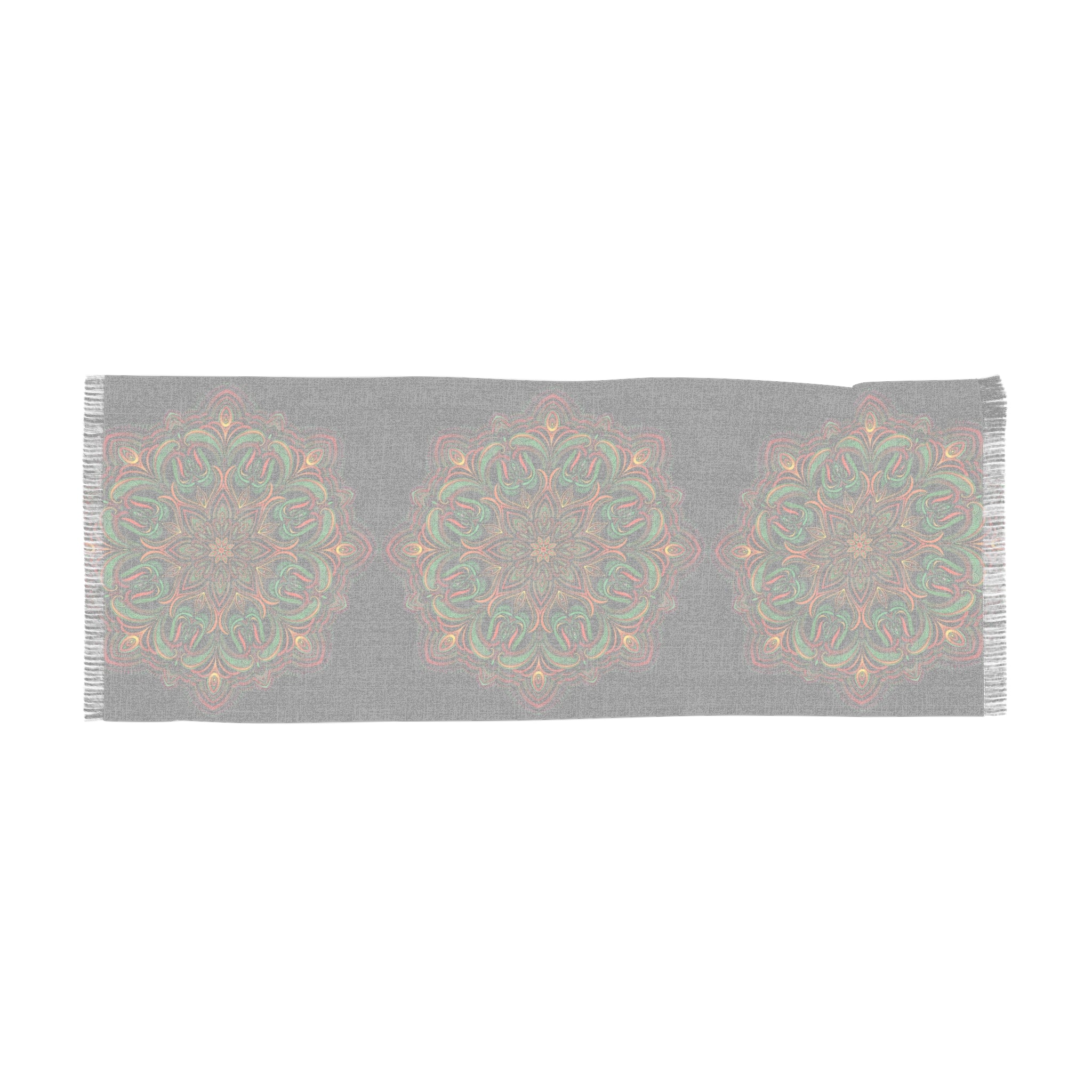 Mandala Light Scarf — Boho Floral Fringe Scarf for Fall & Gift Giving #h32875