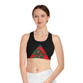 Tribal Eye Triangle Sports Bra – Red & Green Botanical Tribal Design #df28653