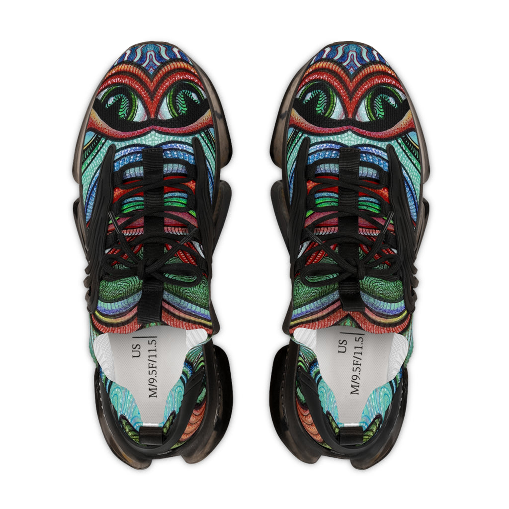 Men's Mesh Sneakers — Vibrant Tribal Print Athletic Shoes